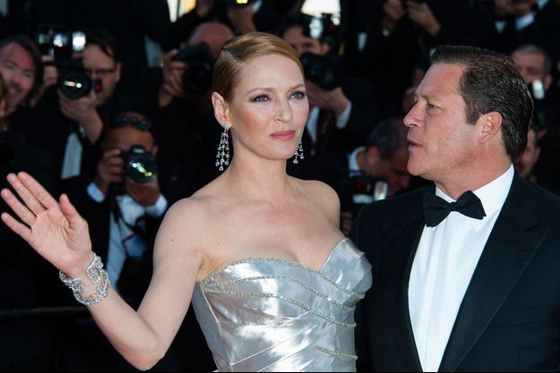 Uma Thurman et Arpad Busson, au Festival de Cannes l'an dernier. 