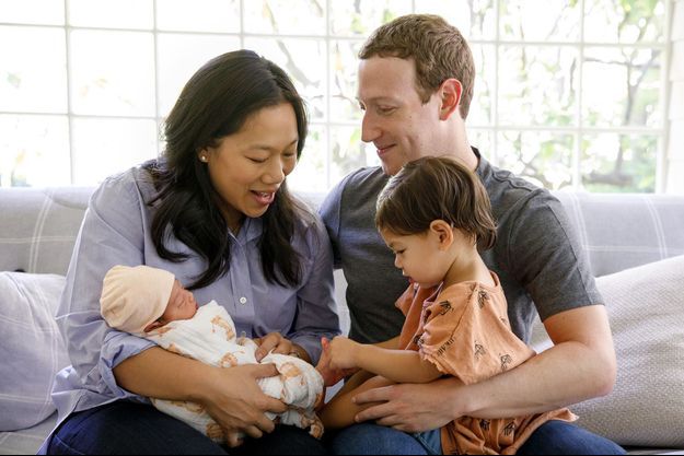 Mark Zuckerberg, Priscilla Chan et leurs deux filles August et Maxima.
