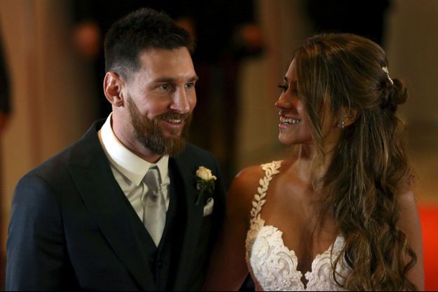 Leo Messi et sa femme, à leur mariage le 30 juin 2017