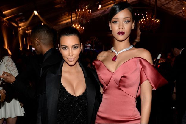 Kim Kardashian et Rihanna à Beverly Hills le 11 décembre 2014. 