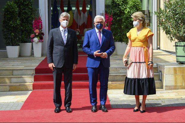 La reine Mathilde et le roi des Belges Philippe avec le président allemand Frank-Walter Steinmeier à Potsdam, le 28 juin 2021