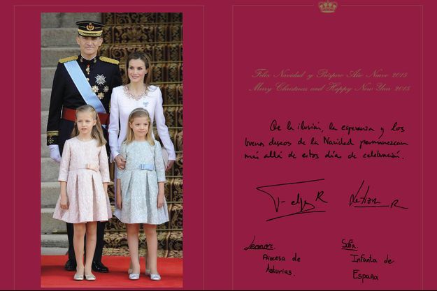 La première carte de voeux royale de Felipe VI d'Espagne et de la reine Letizia