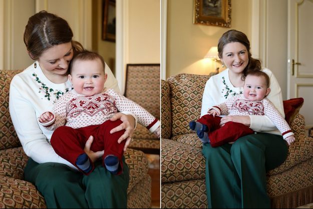 La princesse Stéphanie de Luxembourg avec son fils le prince Charles. Photos diffusées pour son 37e anniversaire, le 18 février 2021