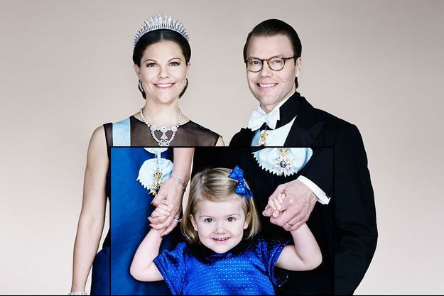 La princesse héritière Victoria de Suède, son époux le prince Daniel et leur fille le princesse Estelle