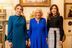 La reine Rania de Jordanie avec la reine Camilla du Royaume-Uni et la princesse Mary de Danemark à Clarence House à Londres, le 28 novembre 2022