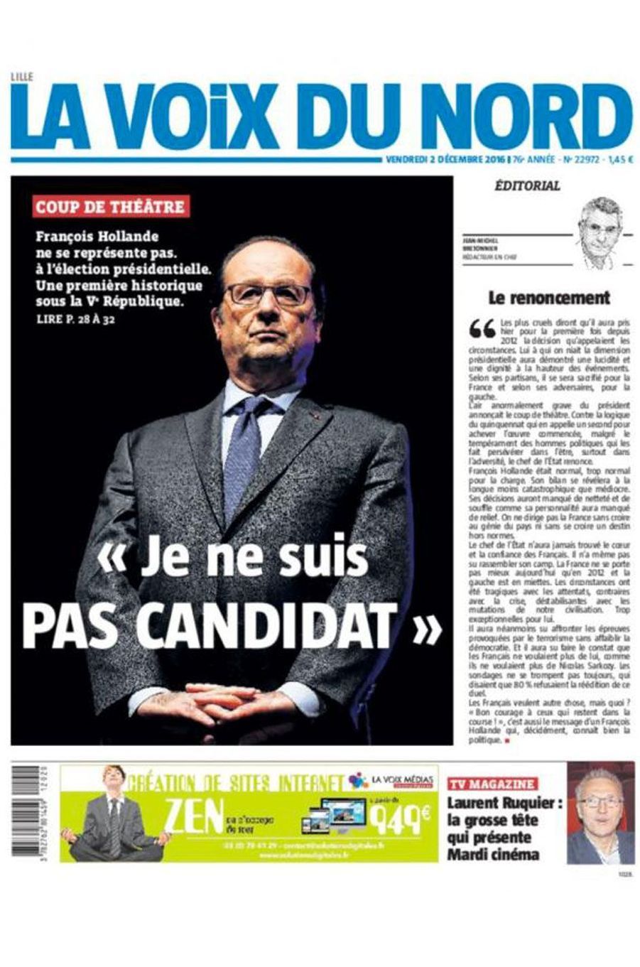 La Voix Du Nord Consulter Le Journal Numerique L'abandon de François Hollande à la une de la presse
