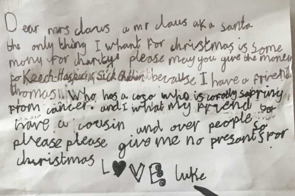 L'émouvante lettre au Père Noël du petit Luke pour une ...