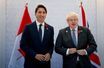 Justin Trudeau et Boris Johnson au G20 à Rome en octobre 2021.