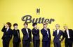 BTS lors de la conférence de presse promotionnelle de leur dernier titre "Butter".