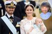 Le prince Alexander de Suède le 9 septembre 2016, jour de son baptême avec ses parents. En vignette, photo diffusée le 19 avril 2021 pour ses 5 ans