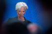 Christine Lagarde prononce un discours pour les adieux de Mario Draghi à la Banque centrale européenne, lundi.