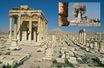 Le site archéologique classé au patrimoine mondial de l’Unesco, situé au nord-est de Damas. En médaillon: en 2015, les fanatiques de Daech ont pillé et ravagé les trésors de pierre.