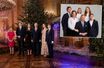 La reine Mathilde et le roi de Belges Philippe avec leurs enfants à Bruxelles, le 16 décembre 2020. En vignette, nouveau portrait de la famille royale de Belgique diffusé le 18 décembre 2020
