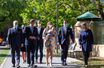 Le prince Charles de Luxembourg avec ses parents le prince héritier Guillaume et la princesse Stéphanie et Xavier Bettel, à Luxembourg le 21 septembre 2020