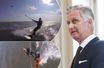 Le roi Philippe de Belgique le 27 juin 2017 - En médaillons : le roi Philippe pratique le kitesurf en mer du Nord