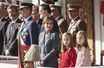La reine Letizia et le roi Felipe VI d'Espagne avec leurs filles les princesses Leonor et Sofia à Madrid, le 12 octobre 2017