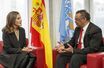 La reine Letizia d'Espagne et Tedros Adhanom Ghebreyesus, directeur général de l'OMS, à Genève le 30 octobre 2018