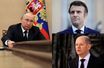 Le président français Emmanuel Macron et le chancelier allemand Olaf Scholz face au président russe Vladimir Poutine.