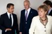 <br />
Nicolas Sarkozy, le Premier ministre grec Georges Papandreou et Angela Merkel
