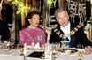 La reine Silvia de Suède et le président finlandais Sauli Niinistö, lors du banquet d’Etat servi au Palais royal à Stockholm le 17 mai 2022