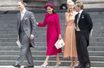 Sophie Winkleman, en rose, avec son époux Freddie et sa belle-sœur Gabriella à la messe donnée pour la reine Elizabeth, le 3 juin 2022.