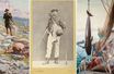 Le prince Albert Ier de Monaco en 1872 à Gmünd en Autriche (au centre). Détail d'une chasse à Isards dans les Pyrénées, 1919 (à gauche) et Chasse aux cétacés, 1909 (à droite), par Louis Tinayre