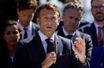 Emmanuel Macron, jeudi lors d'un déplacement à Saint-Nazaire.