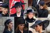 Les chapeaux des princesses Charlène de Monaco, Catherine et Charlotte de Galles, Beatrice d'York, des reines Letizia d'Espagne et Rania de Jordanie, et de la duchesse de Sussex à Londres, le 19 septembre 2022
