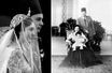 La reine Farida et le roi Farouk d’Egypte, le 20 janvier 1938, jour de leur mariage - A droite, avec leur fille Feriyal, vers 1940