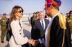 La reine Rania et le roi Abdallah II de Jordanie accueillis à Mascate par le sultan d'Oman Haitham bin Tarik, le 4 octobre 2022