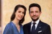 Le prince héritier Hussein de Jordanie et sa fiancée Rajwa Al-Saif. Photo diffusée à l'occasion de leurs fiançailles le 17 août 2022 PPE/SIPA