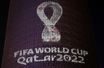 Le logo de la coupe du monde 2022 projeté sur la Doha Tower, au Qatar en septembre 2019.  <br />