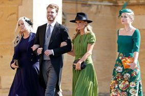 Louis Spencer, sa mère Victoria et ses sœurs Eliza et Kitty au mariage du prince Harry à Windsor, en 2018.