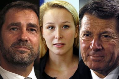 Le candidat socialiste Christophe Castaner, la candidate FN Marion Maréchal-Le Pen et le candidat LR, Christian Estrosi.