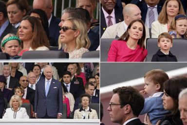 La famille royale britannique à la parade du Jubilé de platine de la reine Elizabeth II à Londres, le 5 juin 2022