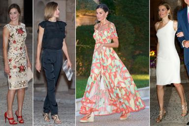 Les looks de la reine Letizia d&#039;Espagne à la réception des autorités des Baléares à Palma de Majorque en 2017, 2015, 2022 et 2014