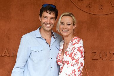 Elodie Gossuin et son mari Bertrand Lacherie à Roland Garros, le 12 juin 2021.