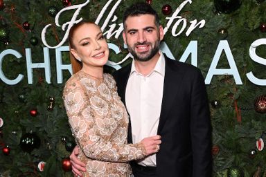 Lindsay Lohan et son mari Bader Shammas lors de la projection du film "Falling for Christmas", à New York, le 9 novembre 2022.