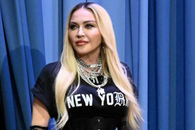 Madonna sur le plateau de "Tonight Show Starring Jimmy Fallon", à New York, le 10 août 2022.