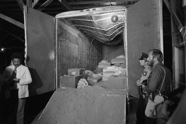 photo shows the interior of the van used as a prison for the 26 kidnapped Chowchilla schoolchildren and their bus driver in Livermore, California