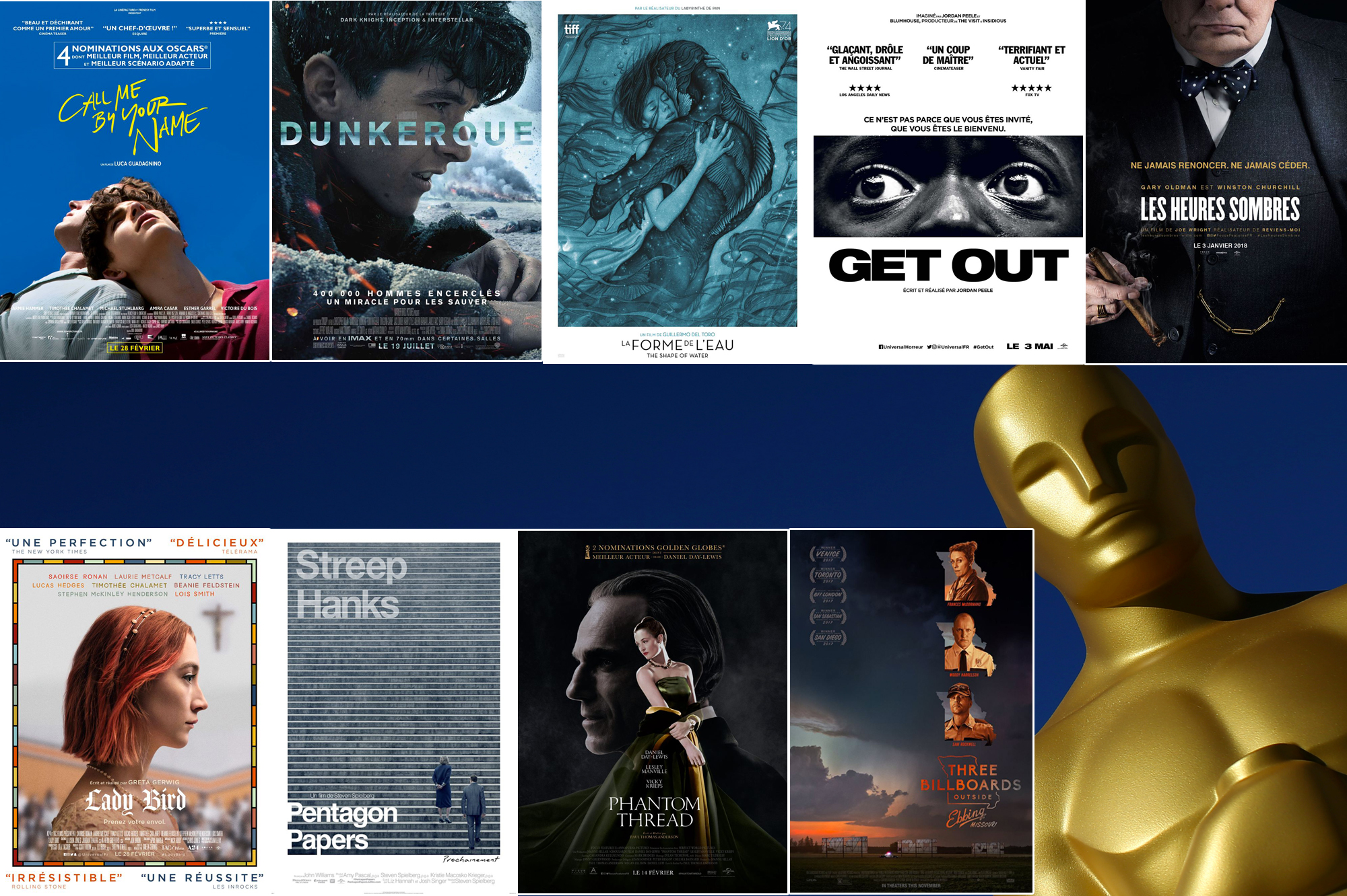 Les neuf finalistes pour l'Oscar du meilleur film