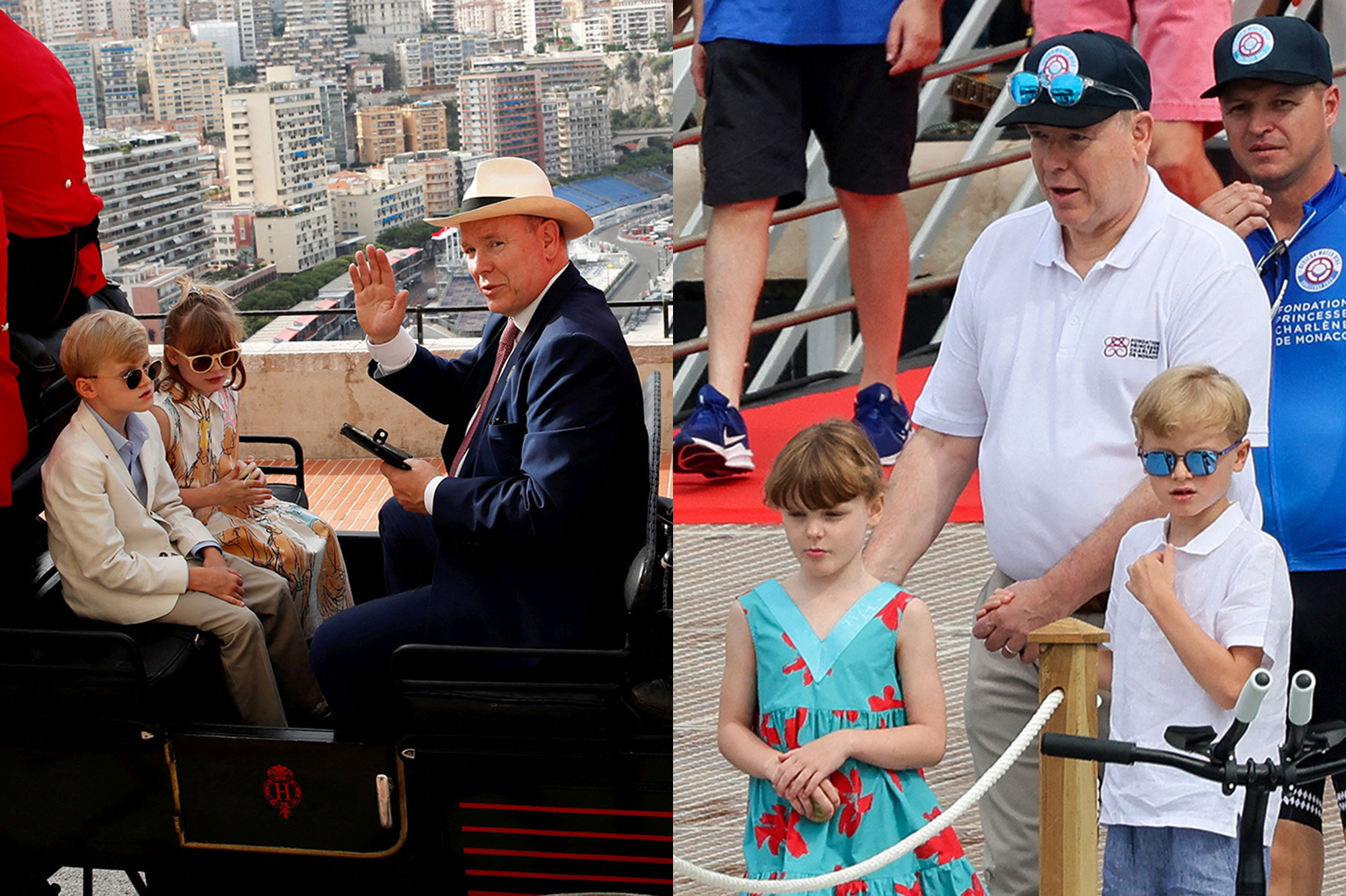 Jacques et Gabriella de Monaco de sortie, calèche et waterbike avec Albert